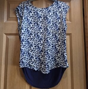 Pixley Navy and White Patterned Blouse